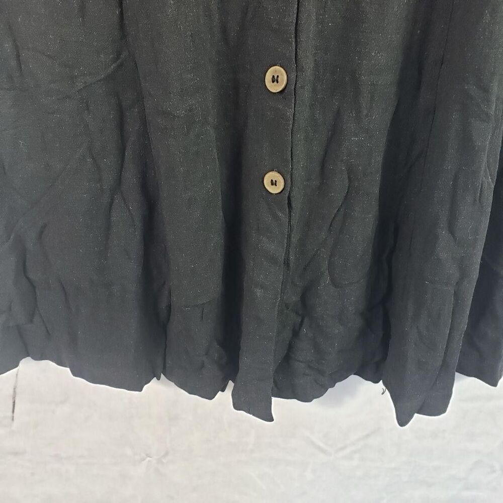 Susan Graver Pure Dress Womens Petite Large Black Linen Blend Tie Sleeve Midi - Picture 5 of 11